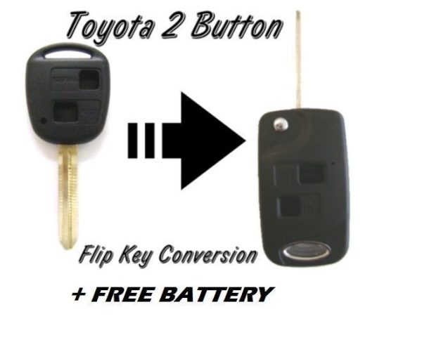 2 BUTTON FLIP REMOTE KEY FOB CASE CONVERSION FOR TOYOTA HIACE HIGHLANDER