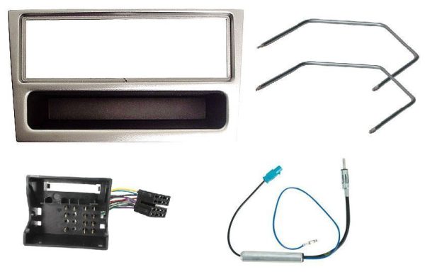 STEREO SILVER FASCIA KIT SURROUND ISO AERIAL FOR VAUXHALL TIGRA 2004 ONWARDS