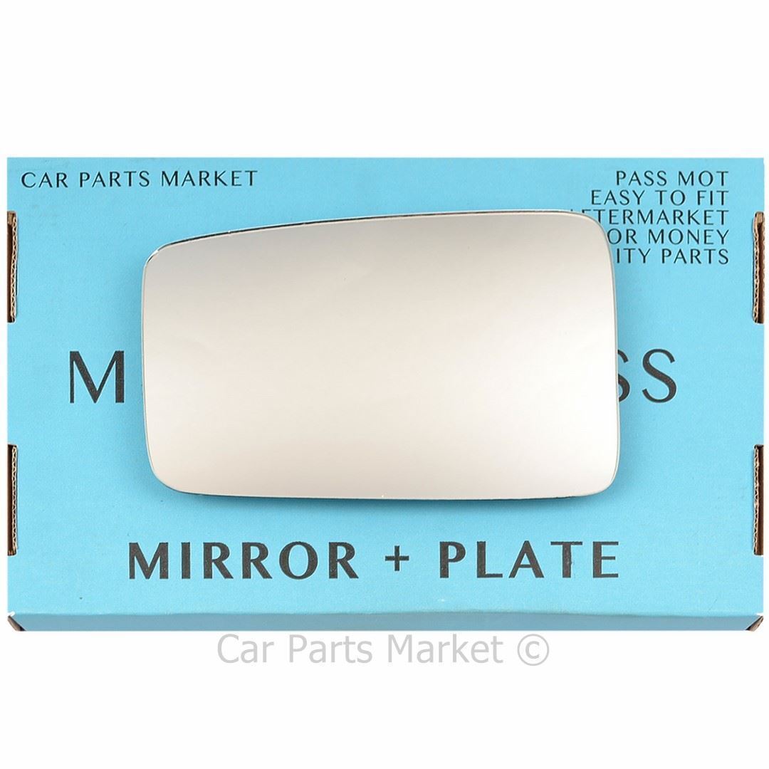For Peugeot 405 87-97 Left Passenger Side Flat Wing Mirror Glass with Plate