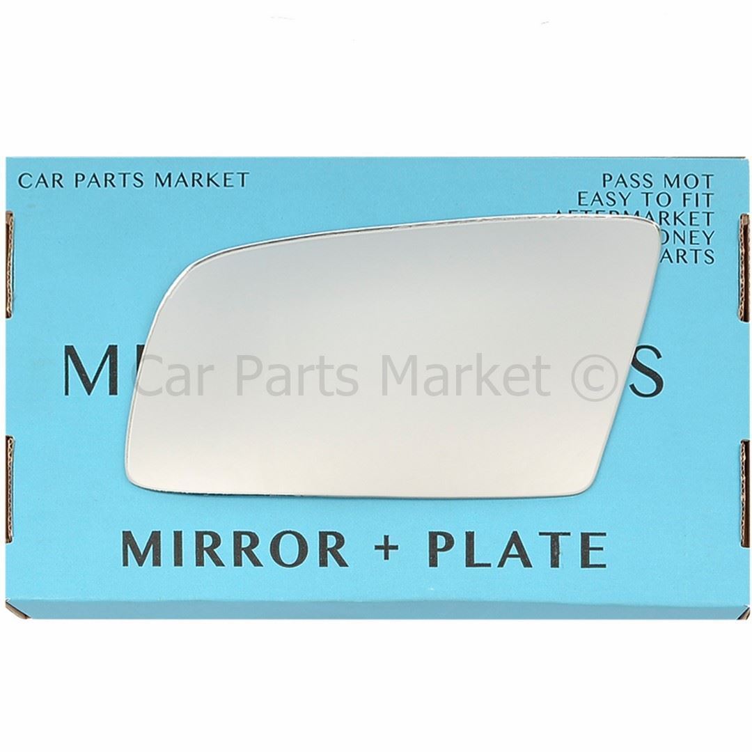 For BMW 5 6 Series 03-10 Left Passenger Side Flat Wing Mirror Glass with Plate