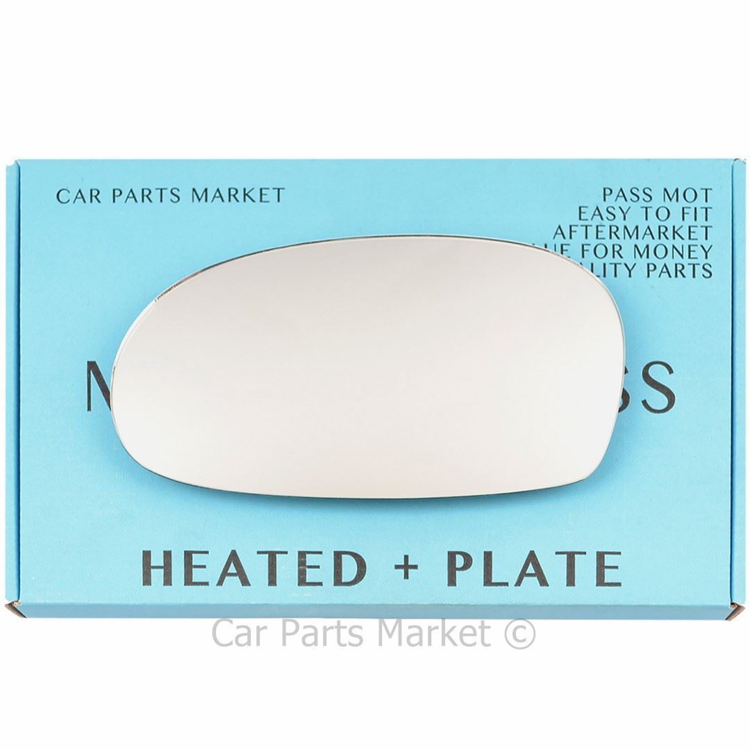 Left Passenger Side Flat Wing Door Mirror Glass For Kia Rio 00-03 Heated + Plate