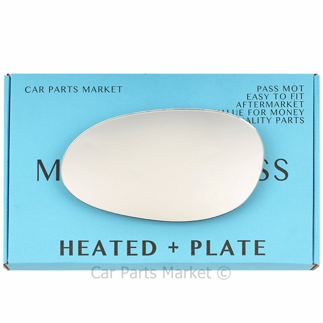 Left Side Flat Wing Door Mirror Glass For Smart Fortwo 1998-2007 Heated + Plate