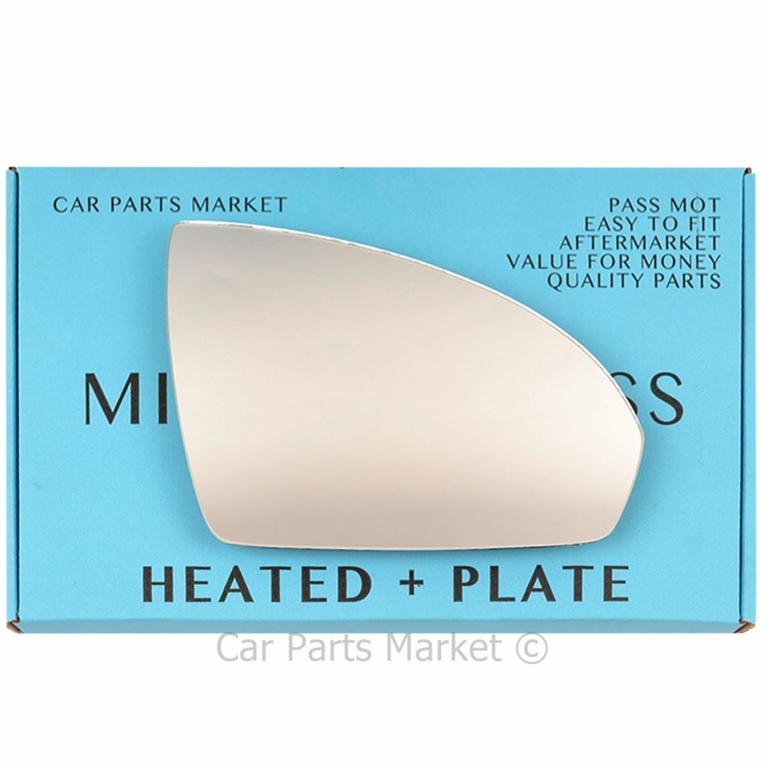 Right Driver Side Flat Wing Mirror Glass For Smart Fortwo 2007-14 Heated + Plate