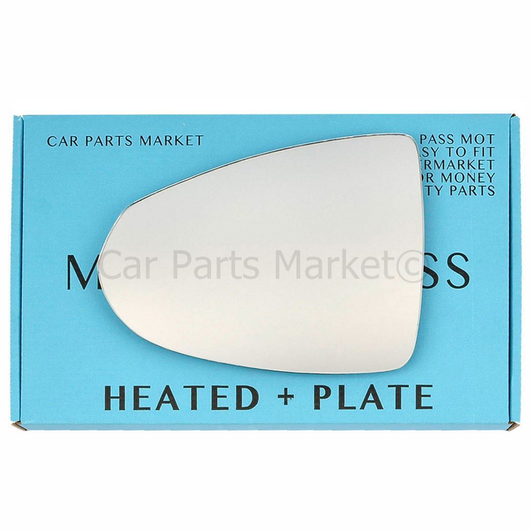 For Vauxhall Ampera 12-16 Left Flat Electric Wing Door Mirror Glass w/ Plate