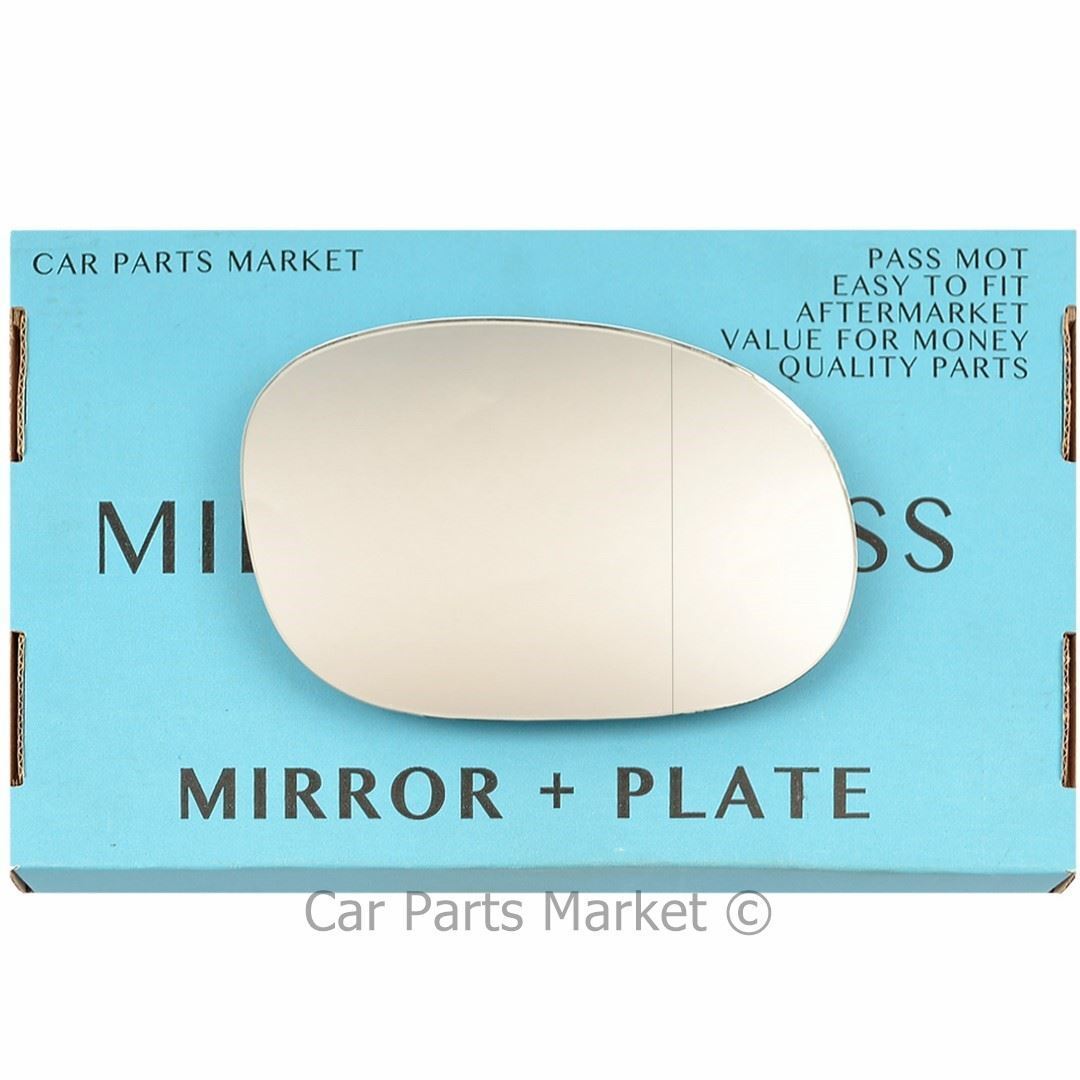 For Peugeot 206 98-09 Right Driver Side Aspheric Wing Mirror Glass with Plate