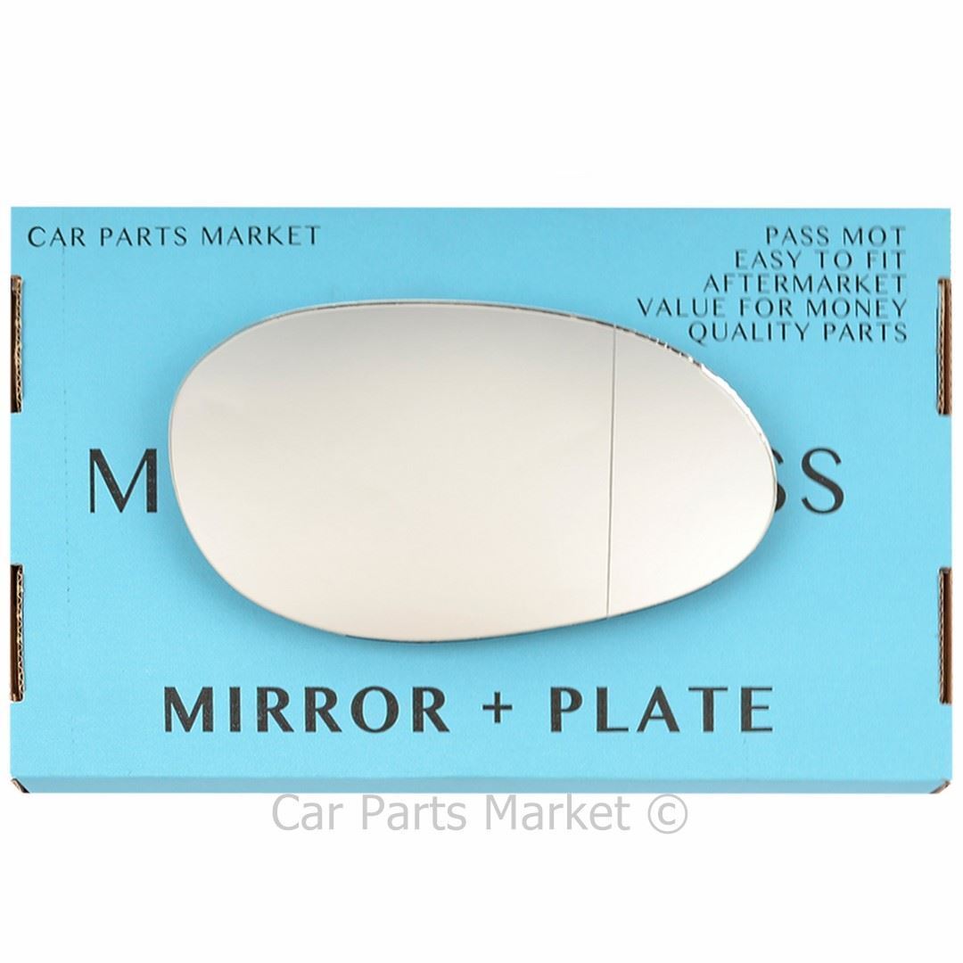 Right Driver Side Wide Angle Wing Mirror Glass For Smart Fortwo 1998-2007 +Plate