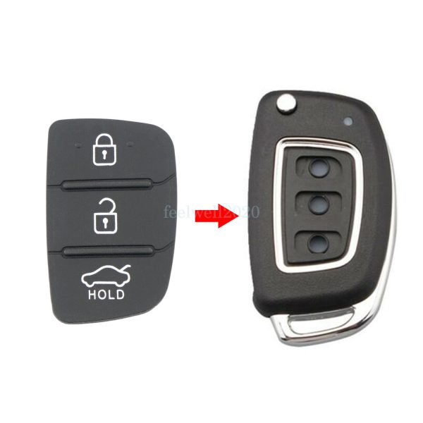 3 Button Remote Key Rubber Pad Fob Case For Hyundai Santa fe 2016 2017 2018 2019 - Image 2