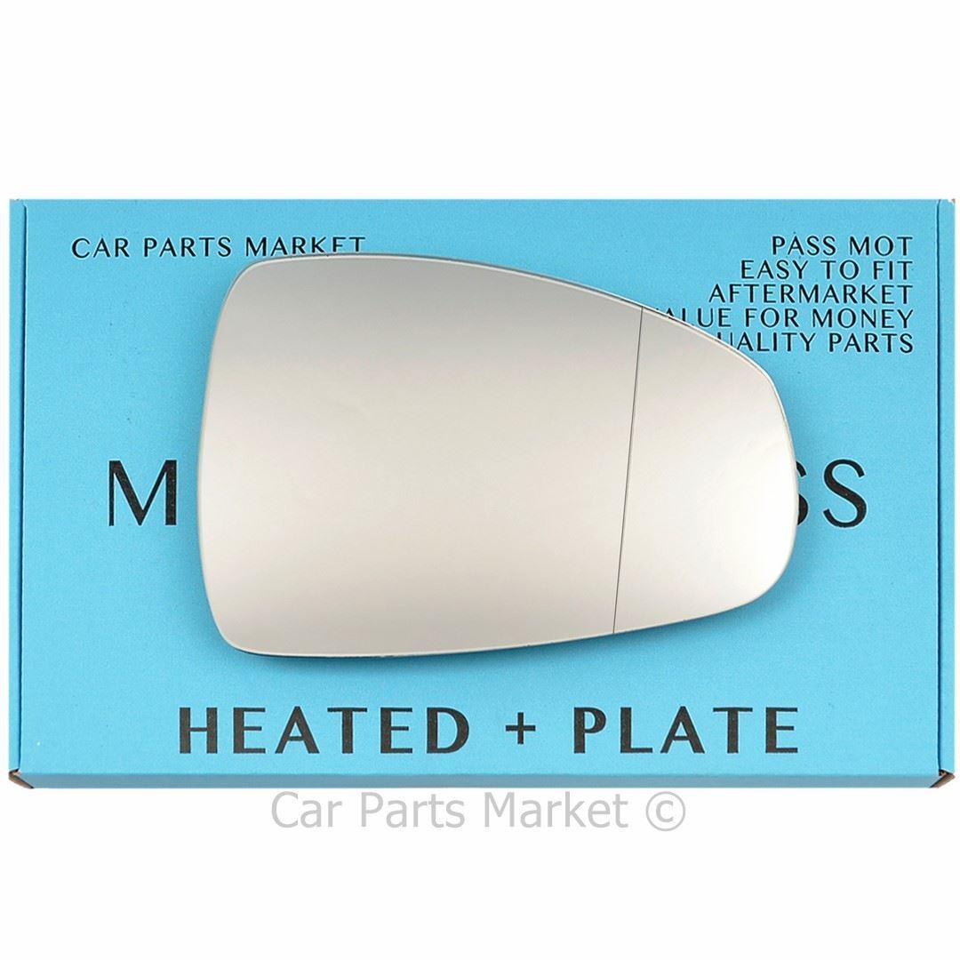For Audi A1 2010-18 Right Driver Aspheric Electric Wing Mirror Glass with Plate