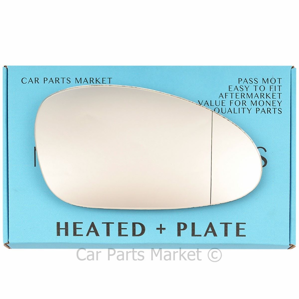 Right Side Wide Angle Wing Mirror Glass For Porsche 911 08-11 Heated + Plate