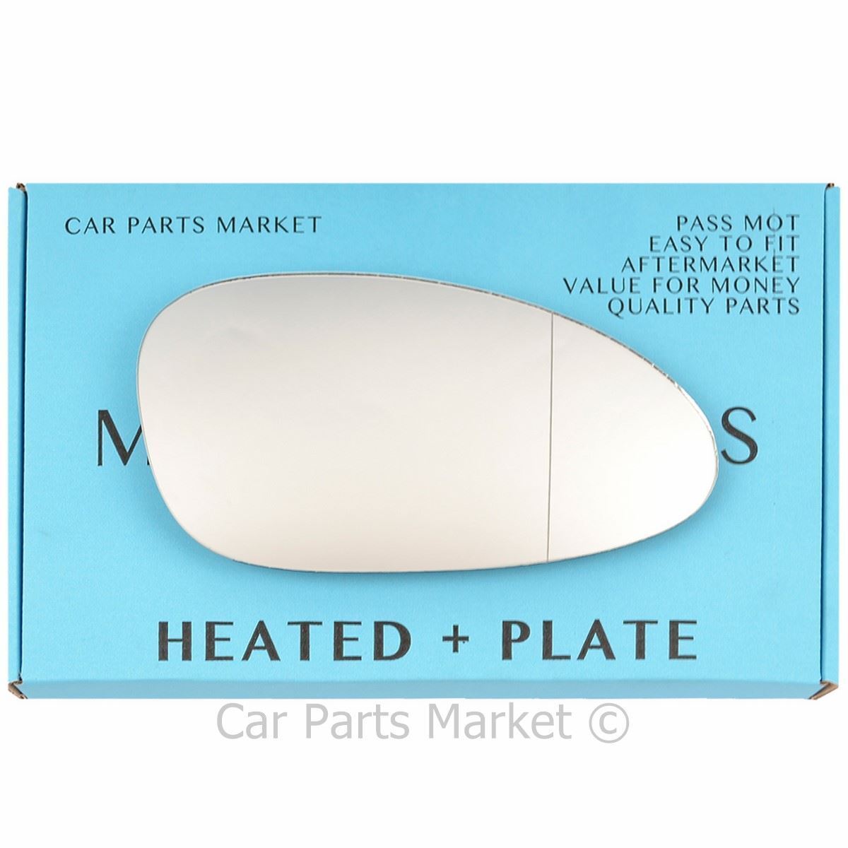 Right Side Wide Angle Wing Mirror Glass For Porsche 968 92-95 Heated + Plate