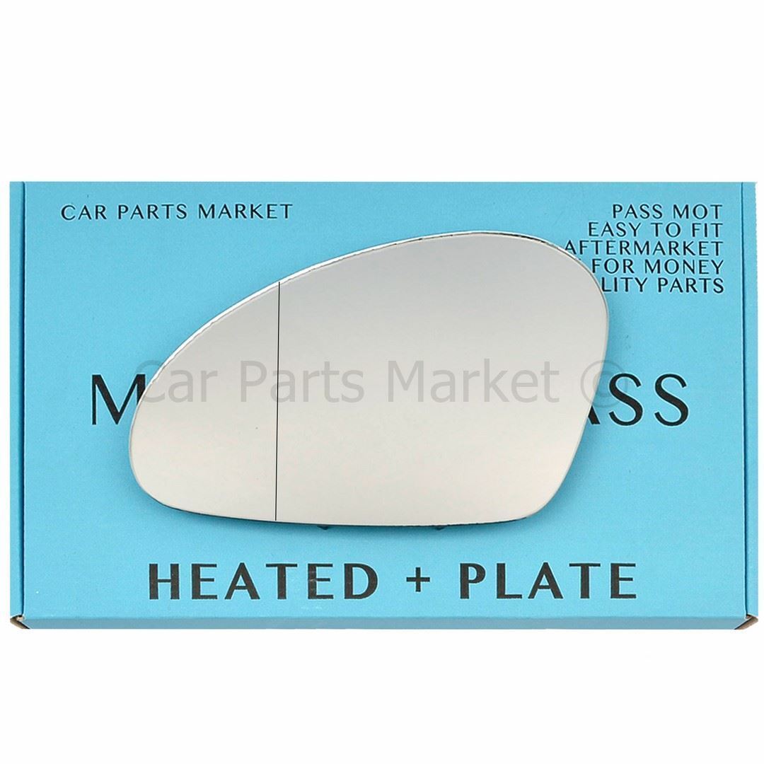 For Seat Leon 03-05 Left Passenger Aspheric Electric Wing Mirror Glass w/ Plate