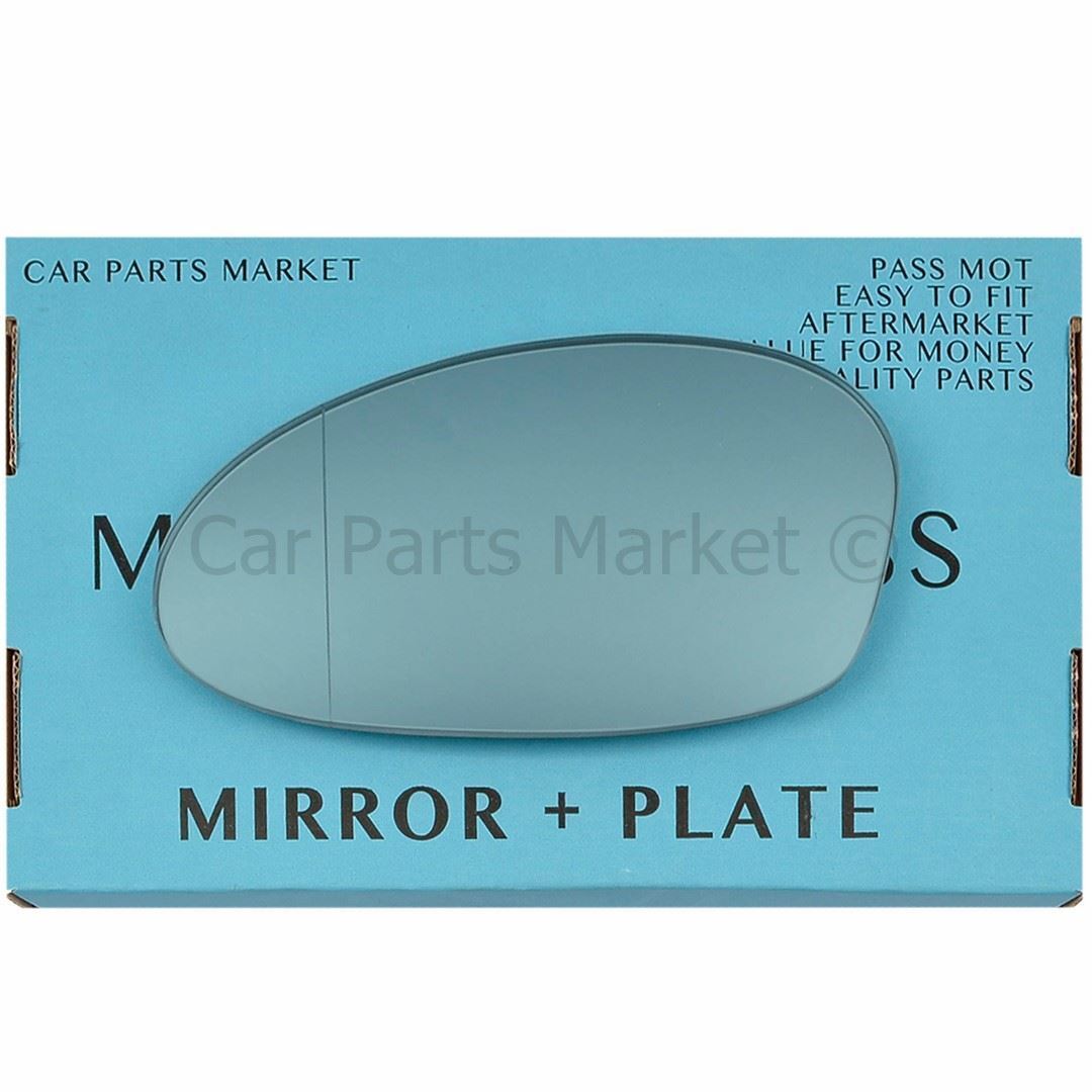 For BMW 3 series 05-08 Left Passenger Aspheric Blue Wing Mirror Glass +Plate
