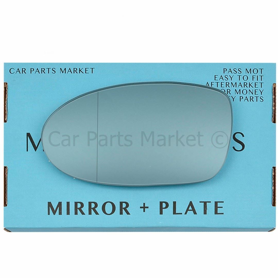 For BMW M5 98-03 Left Passenger Side Aspheric Blue Wing Mirror Glass with Plate