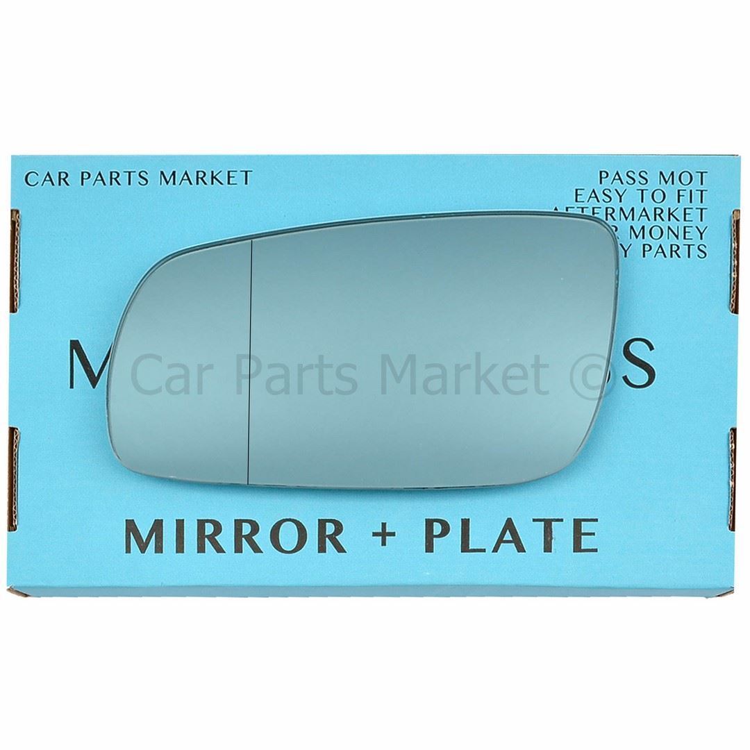For VW bora 98-05 Left Side Aspheric Blue Wing Door Mirror Glass +Plate