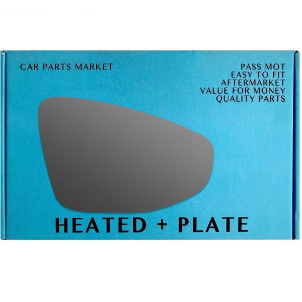 For Audi A3 2020-23 Right Driver Side Electric Wing Door Mirror Glass with Plate