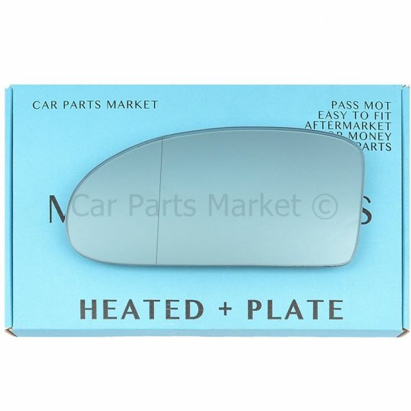 For Ford Focus 98-04 Left Aspheric Electric Blue Wing Mirror Glass +Plate