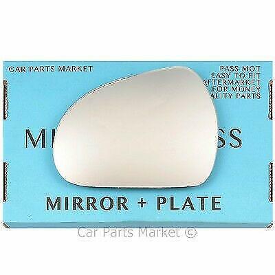 For Peugeot 207 06-12 Left Passenger Side Flat Wing Mirror Glass with Plate