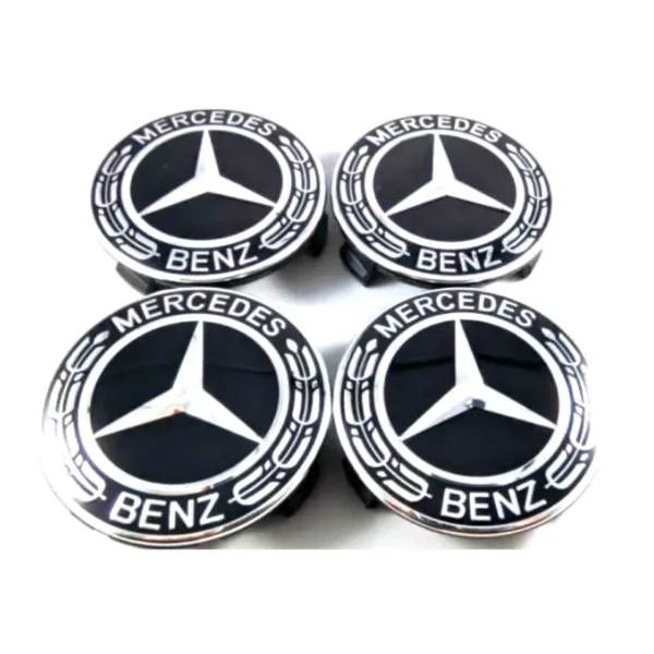 Black/Silver Mercedes Benz Wheel Center Caps Hub Badges 75mm 4 PCS For A B C E S G CLASS CLA CLS SLK ML AMG