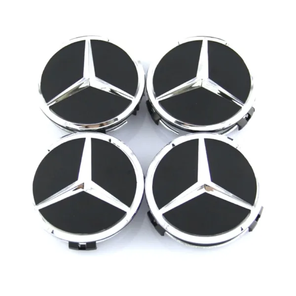 Black/Silver Mercedes Benz Wheel Center Caps Hub Badges 60mm 4 PCS For W202 W203 W204 W208 W210 W220 W221