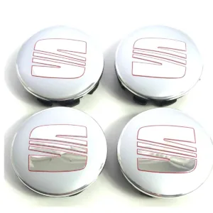 Chrome-Red Seat Car Wheel Center Caps Hub Cover 54mm 4 PCS For Arosa Ibiza Leon Altea Exeo Cordoba