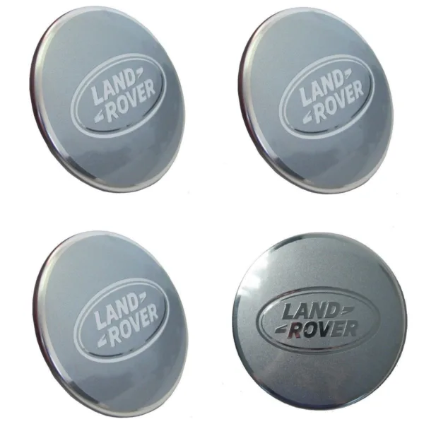 Silver Land Rover Wheel Center Caps Hub Badges 63mm 4 PCS For Evoque Defender Discovery Sport Velar Freelander