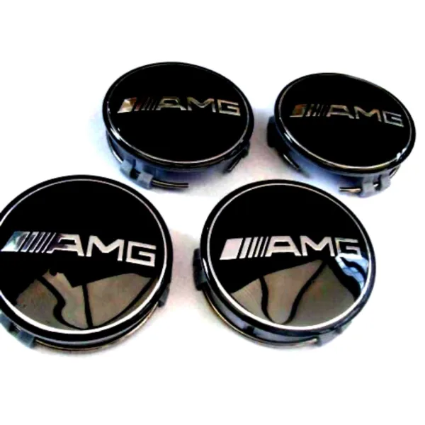 Black Mercedes AMG Car Wheel Center Caps Hub Cover 75mm 4 PCS For A B C E S G CLASS CLA CLS SLK ML AMG