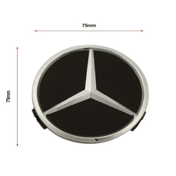 Black/Silver Star Mercedes Benz Wheel Center Cap Hub Badge 75mm 1 PCS For A B C E S G CLASS CLA CLS SLK ML AMG