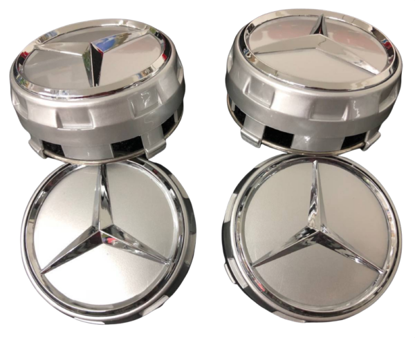 AMG Mercedes Benz Alloy SILVER Badges Wheel Center Caps 75mm 4PCS