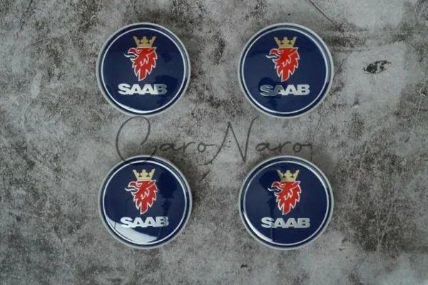 SAAB Blue Wheel Center Caps Hub Badges Emblem 60mm 4PCS