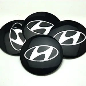 Hyhundai Black & Chrome Wheel Center Caps Hub Badges Emblem 60mm 4PCS