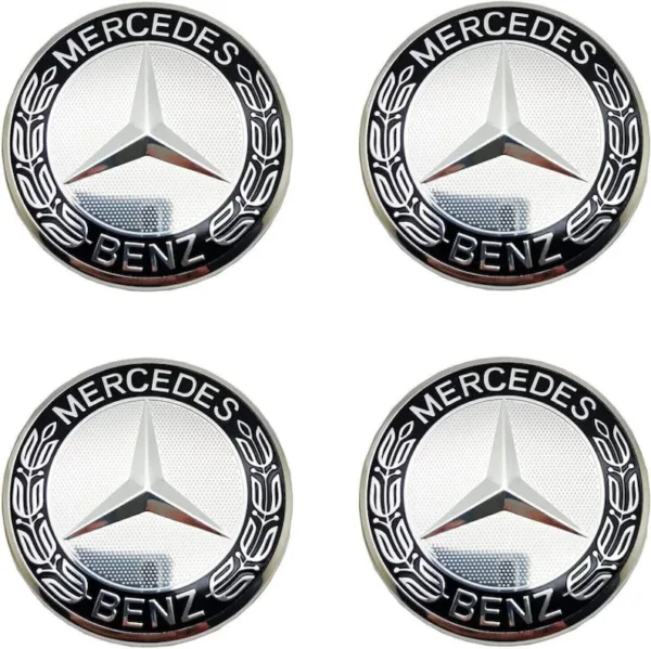 Silver/Black Mercedes Benz Wheel Center Caps Hub Badges 75mm 4 PCS For A B C E S G CLASS CLA CLS SLK ML AMG