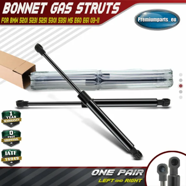 2x Front Bonnet Hood Gas Struts for BMW 5 Series E60 E61 2003-2010