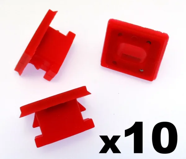 10x BMW Dashboard Trim Strip Grommet. Red Clips for Dash Insert. E46 E83 E65 E66
