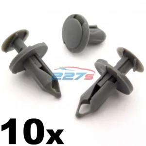 10x 8mm Long Mid Grey Trim Clips- Perfect for VW T4 & T5 Carpet & Van Linings