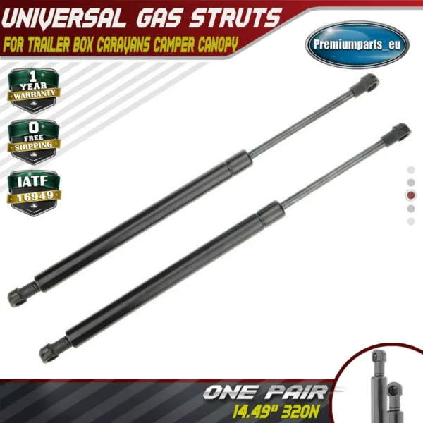 2x Universal Gas Struts for Trailer Box Caravans Camper Canopy 14.49" 320N