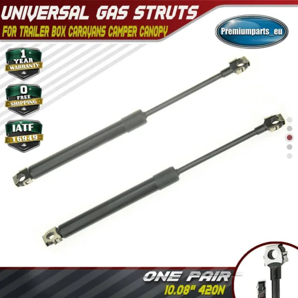 2x Universal Gas Struts for Trailer Box Caravans Camper Canopy 10.08" 420N