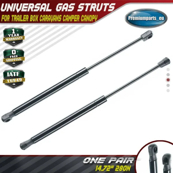 2x Universal Gas Struts for Trailer Box Caravans Camper Canopy 14.72" 280N