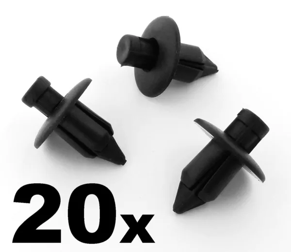 20x Suzuki Black Plastic Rivets- Trim Clips for Bumpers, Sideskirts, Sills, Trim