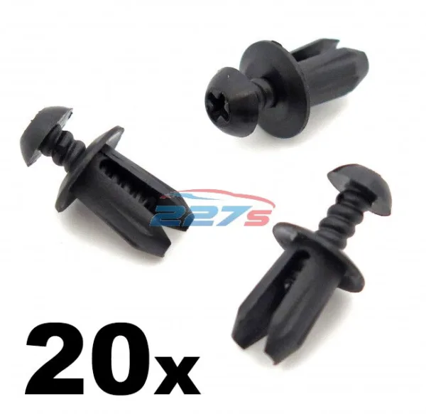 20x Plastic Trim Fastener Clips- Used by BMW for Boot Lining, Shields, Ducts etc
