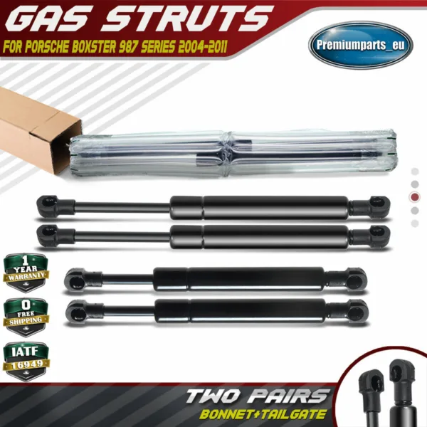 4x Bonnet+Tailgate Boot Gas Struts for Porsche Boxster 987 2004-2011 Convertible
