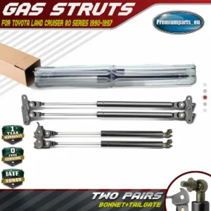 4x Bonnet +Tailgate Gas Struts for Toyota Land Cruiser 80 Series 1990-1997 SUV
