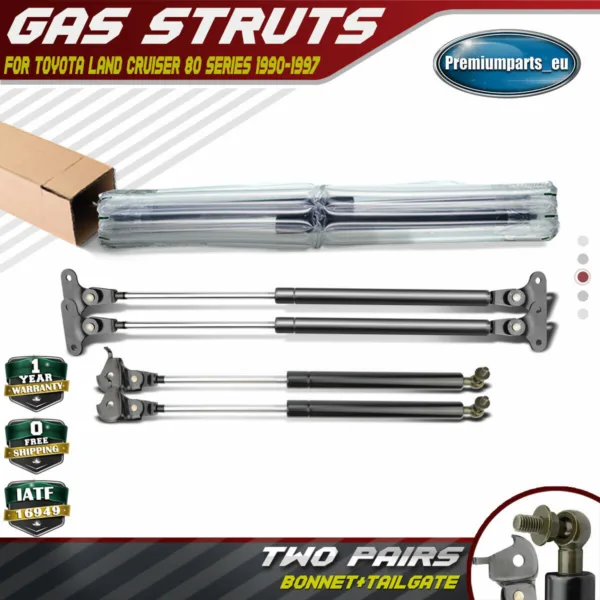 4x Bonnet +Tailgate Gas Struts for Toyota Land Cruiser 80 Series 1990-1997 SUV