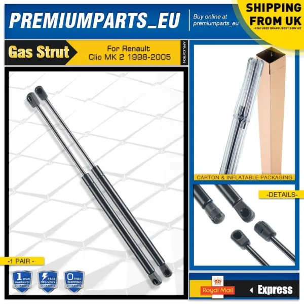 2x Tailgate Boot Gas Struts for Renault Clio MK2 1998-2005 Hatchback 7700842256