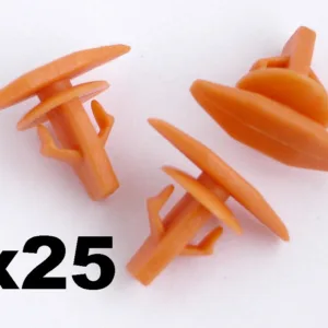 25x Honda Rubber Weatherstrip Door and Boot Seal Clips- Orange- Civic, CR-V etc