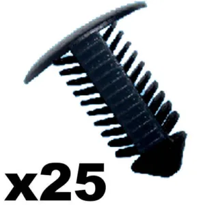 25x Black Fir Tree Trim Panel Clips- 8mm Hole- 18mm Head- Perfect for VW