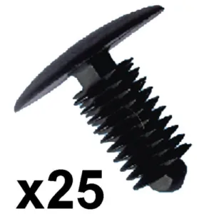 25x Plastic Trim Clips- Fits 9-10mm hole- 24mm Head