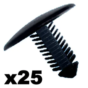 25x Black Fir Tree Trim Panel Clips- For an 8mm Hole- 28mm Head