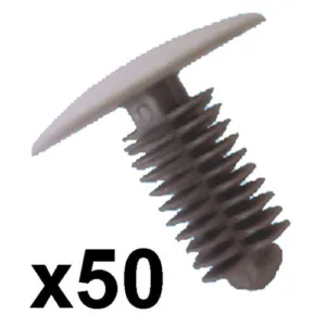 50x Grey Panel Trim Clips - 9-10mm hole- 24mm head