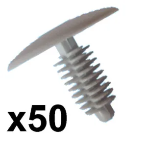 50x Grey Plastic Car Trim Clips- 6-7mm hole- 24mm Head