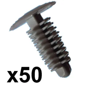 50x Grey Plastic Car Trim Clips- 6-7mm hole- 14mm Head